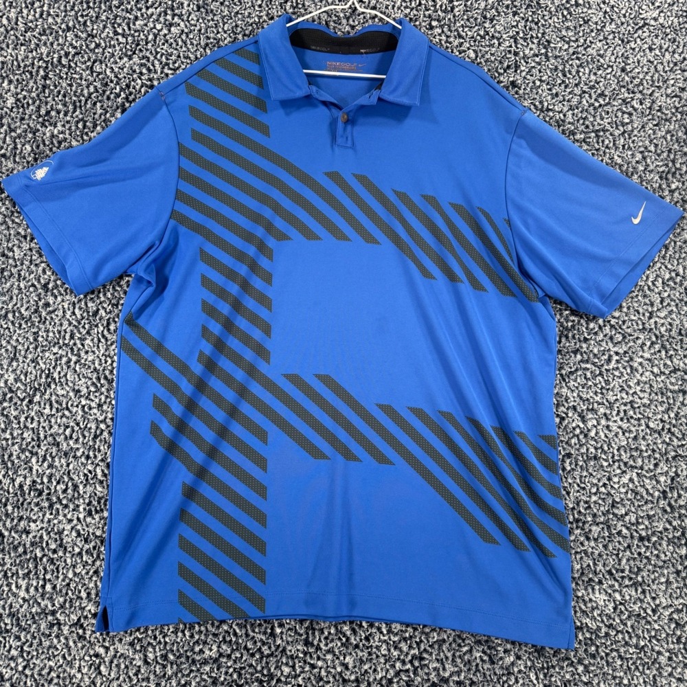 Nike Golf Tour Performance Blue Stripe Dri-FIT Polo Shirt XXL 542183-491